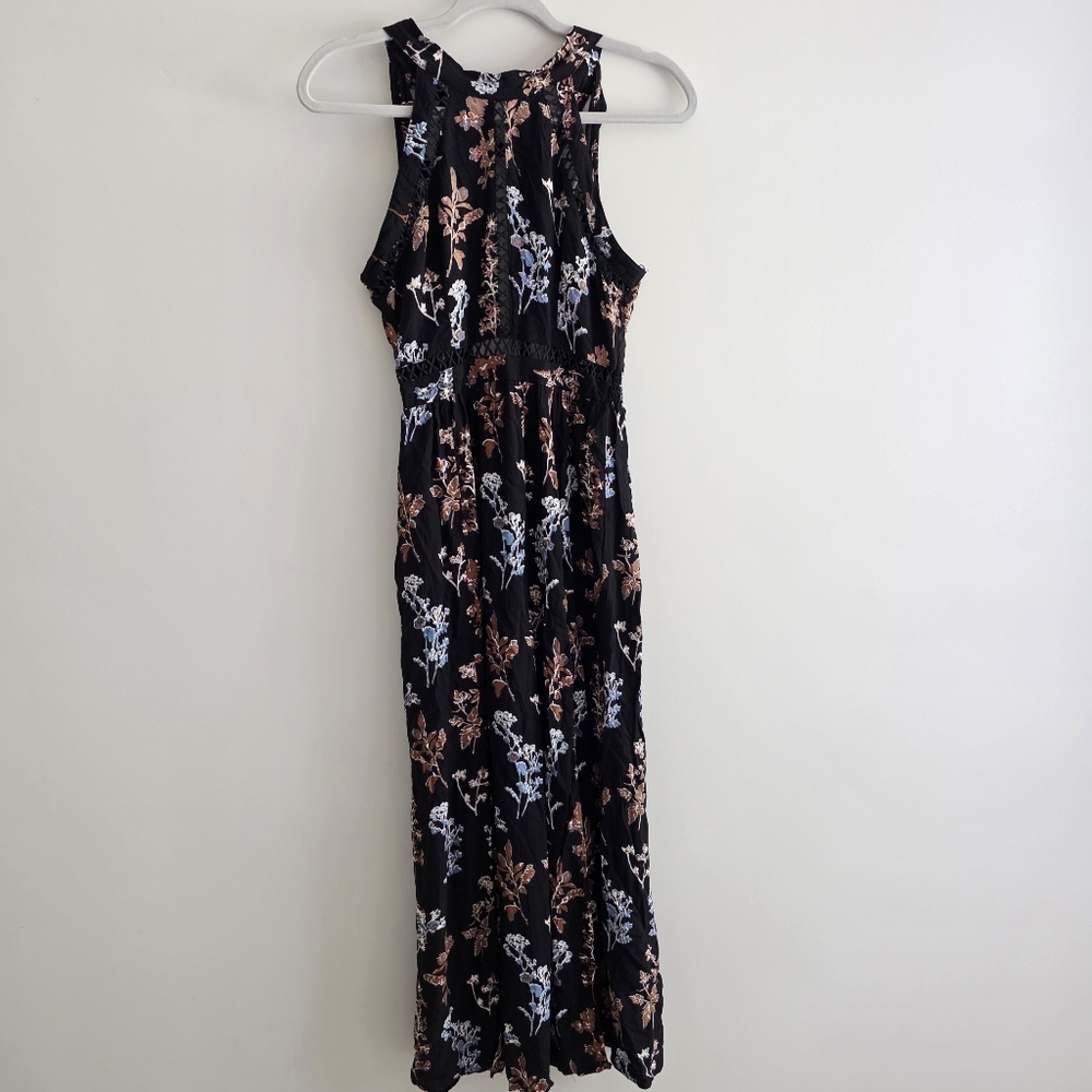 Floral Black Angie Dress Size Small, Backless